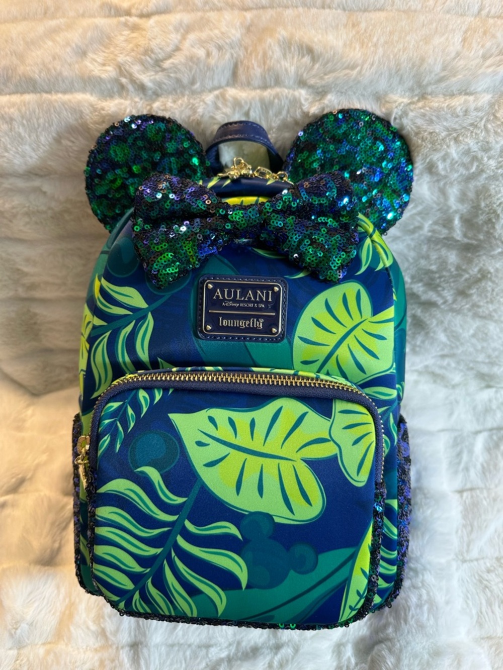 NWT Exclusive Hidden Mickey Aulani Paradise Vibes Sequin Loungefly Mini Backpack